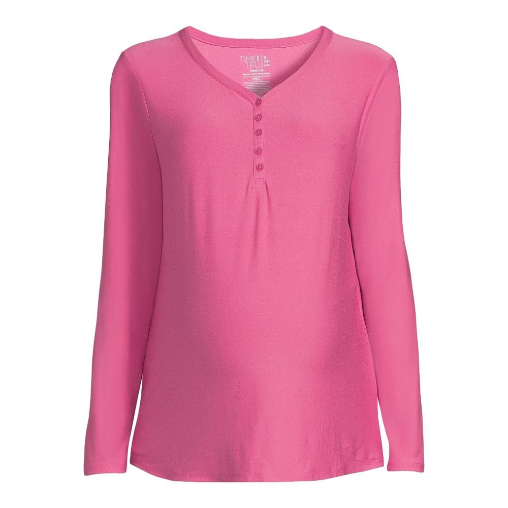 Women's Time & Tru Waffle Henley